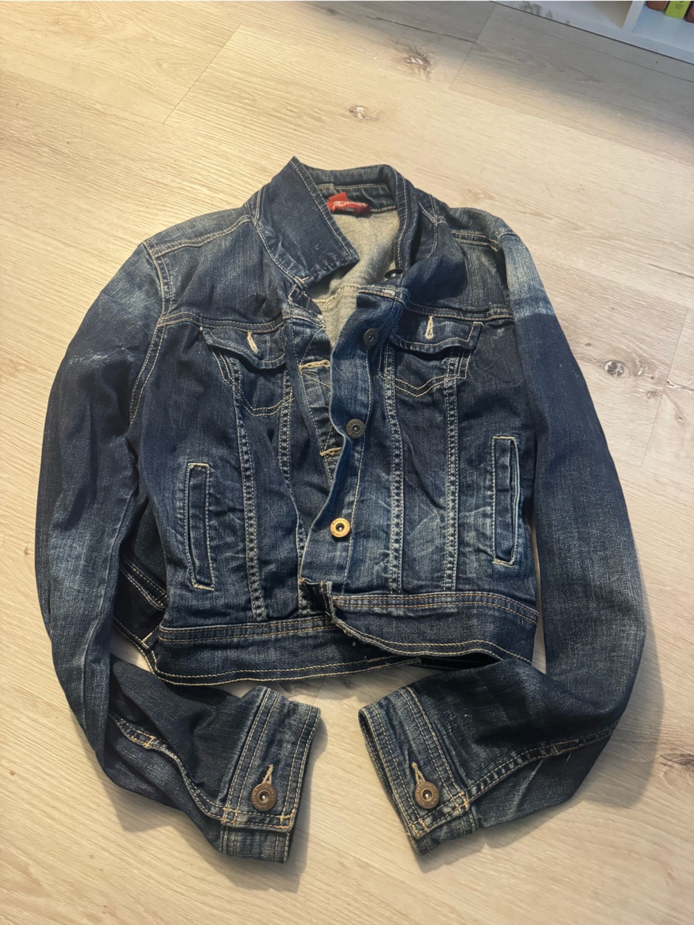 Women's Dark Blue Denim Jean Jacket - Classic Casual Layer